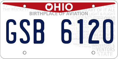 OH license plate GSB6120