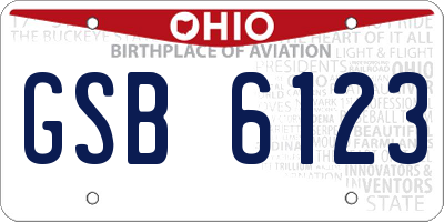 OH license plate GSB6123