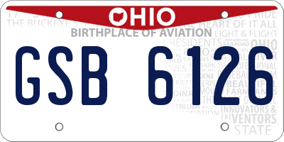 OH license plate GSB6126