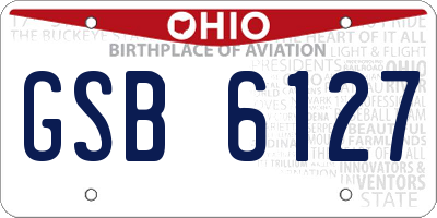 OH license plate GSB6127