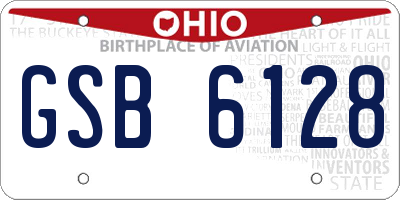 OH license plate GSB6128