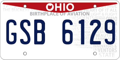 OH license plate GSB6129