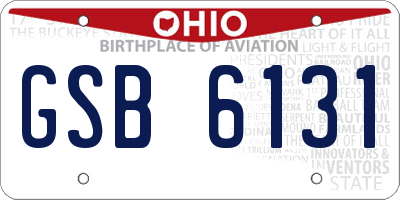 OH license plate GSB6131