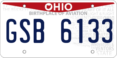 OH license plate GSB6133