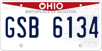 OH license plate GSB6134