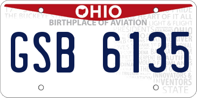 OH license plate GSB6135