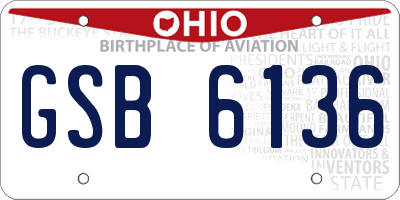 OH license plate GSB6136