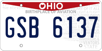 OH license plate GSB6137