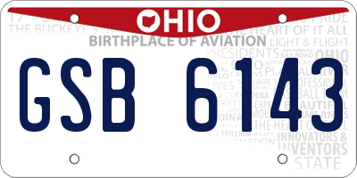 OH license plate GSB6143