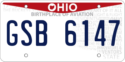 OH license plate GSB6147