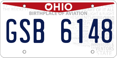 OH license plate GSB6148