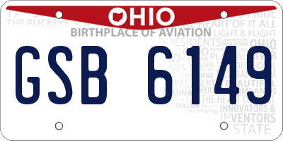 OH license plate GSB6149