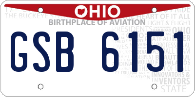 OH license plate GSB6151