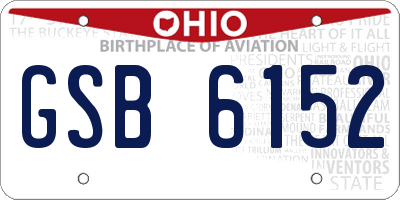 OH license plate GSB6152