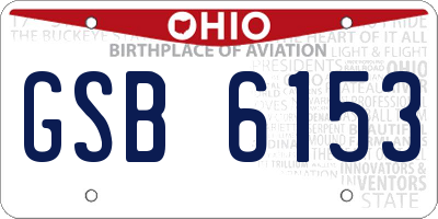 OH license plate GSB6153