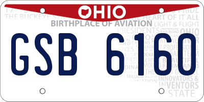 OH license plate GSB6160