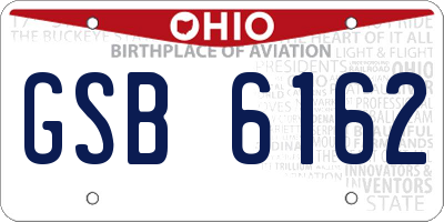 OH license plate GSB6162