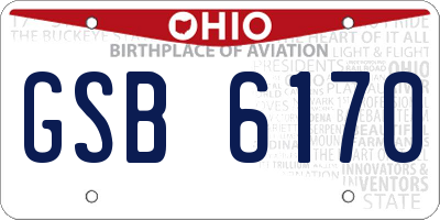 OH license plate GSB6170