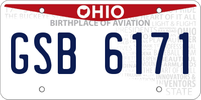 OH license plate GSB6171