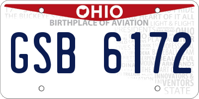 OH license plate GSB6172