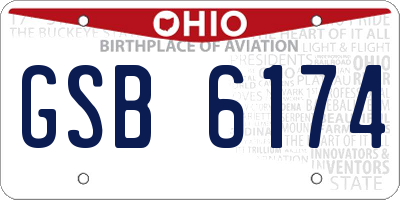 OH license plate GSB6174