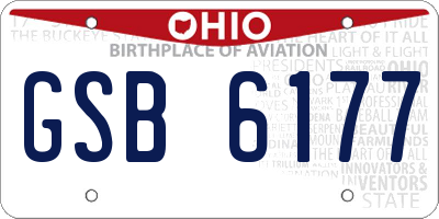 OH license plate GSB6177