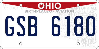 OH license plate GSB6180