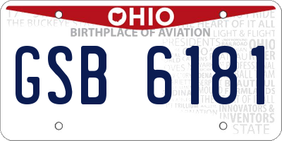 OH license plate GSB6181