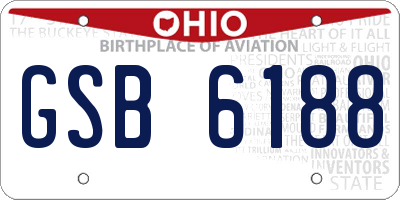 OH license plate GSB6188