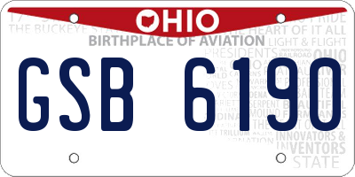 OH license plate GSB6190