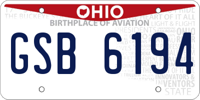 OH license plate GSB6194