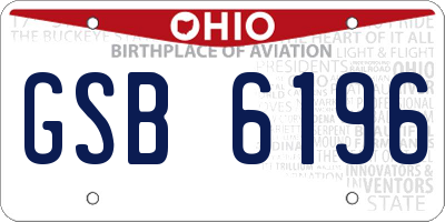 OH license plate GSB6196