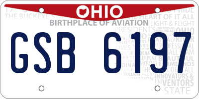 OH license plate GSB6197