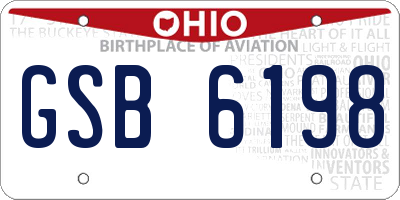 OH license plate GSB6198