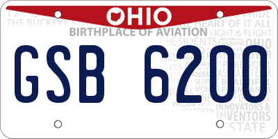 OH license plate GSB6200