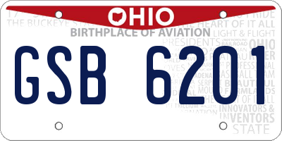 OH license plate GSB6201