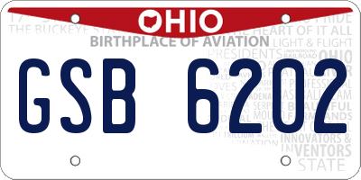 OH license plate GSB6202