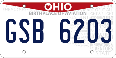 OH license plate GSB6203