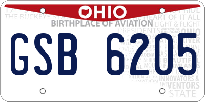 OH license plate GSB6205