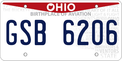 OH license plate GSB6206