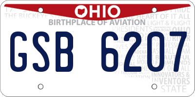 OH license plate GSB6207