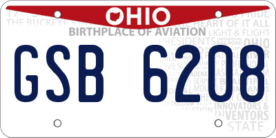 OH license plate GSB6208