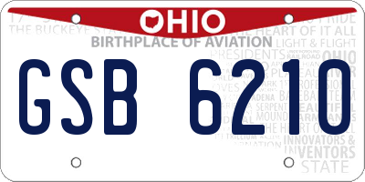 OH license plate GSB6210