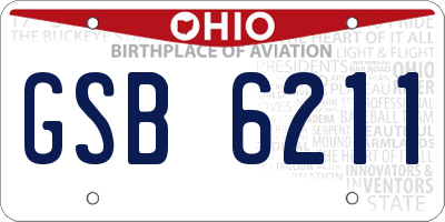 OH license plate GSB6211