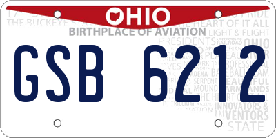 OH license plate GSB6212