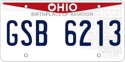 OH license plate GSB6213