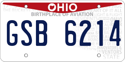 OH license plate GSB6214