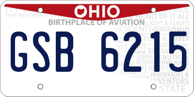 OH license plate GSB6215