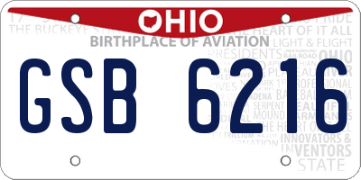 OH license plate GSB6216