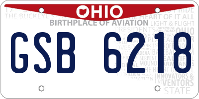 OH license plate GSB6218